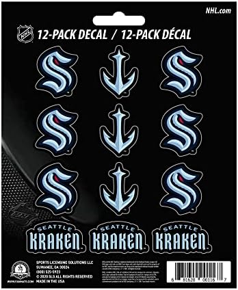 Fanmats 30107 Seattle Kraken 12 contagem Mini Decal Sticker Pack