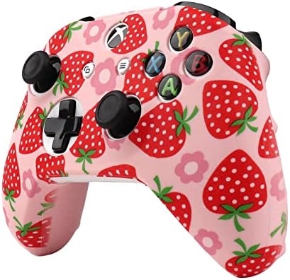 Pele do controlador Xbox One, ralan frutas rosa anti-deslizamento de silicone capa de capa de protetor