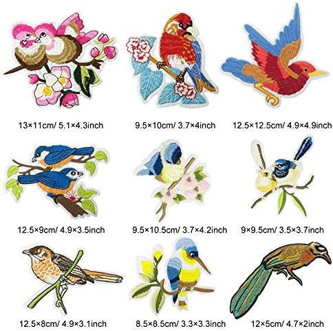 Woohome 19 PCs Ferro de pássaro em manchas variadas de pássaro costurar em patches decoração ou reparo