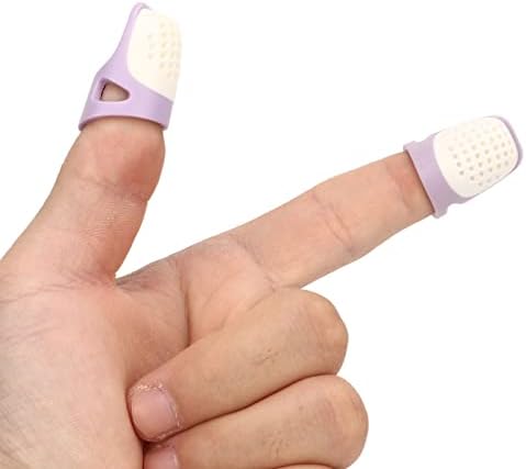 Hztyyier Silicone Thimble DedaltiP Tamas, 4 PCs Protetor de dedos de dedo roxo para bordado
