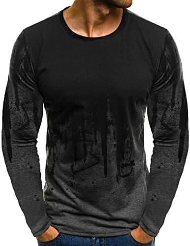 Tops diários masculinos Camiseta estampada de cavalo 3D Camiseta longa Crewneckneck de pullover leve