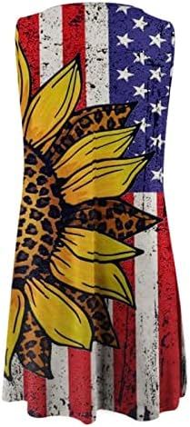 Fragarn Sundresses for Women Plus Size, Moda Women Summer Independence Day Print Hollow Out sem mangas