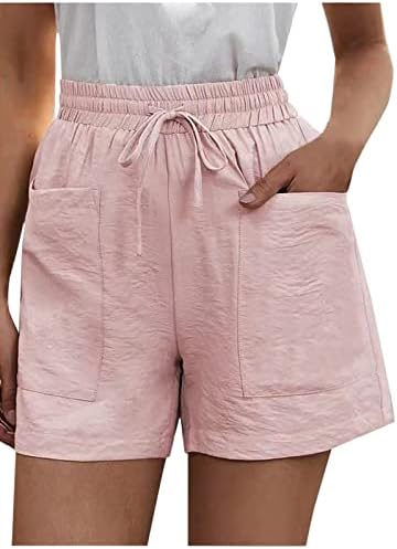 Mulheres shorts de cintura alta casual calça de linho confortável shorts shorts de suma de matriz bermuda bermuda