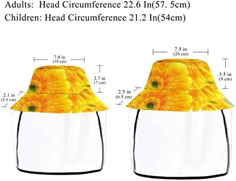 Chapéu de proteção para adultos com escudo facial, chapéu de pescador anti -Sun Cap, amarelo Chrysanthemum moderno