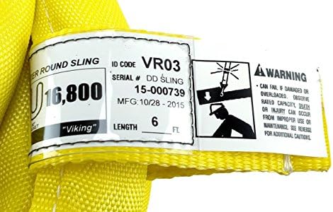 EUA Made Vr3 x 6 'Amarelo Flings 4'-30' Comprimentos na listagem, cobertura dupla capa sem fim Round Poly Lifting Flings, 8.400 lbs vert, 6.720 lbs gargantilha, 16.800 lbs cestas