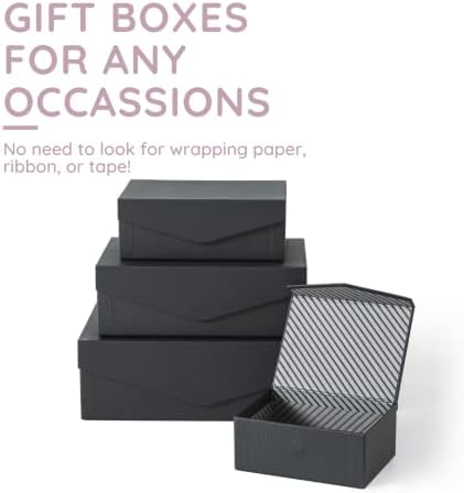 Caixas de presente de papel de papelão preto Soul & Lane para presentes com tampas magnéticas: Desenvolvimento de presentes de ninhos de noções, empilhando recipientes de embrulho de presentes, caixas de lembrança de papel, caixas presentes para homens