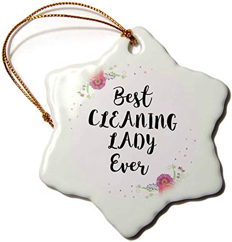 Ornamento de floco de neve 3drose - Floral Best Cleaning Lady Ever Watercolor Pink Flowers Cleaner