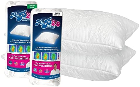 MyPillow 2.0 travesseiro de cama de resfriamento, 2 pacote - Queen 1 Medium, 1 firme