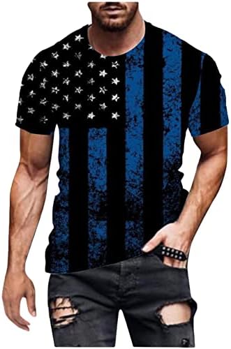 Camiseta masculina, 4 de julho Funny T camisetas gráficas 3D Impressão de verão Tops EUA American Flag Independence