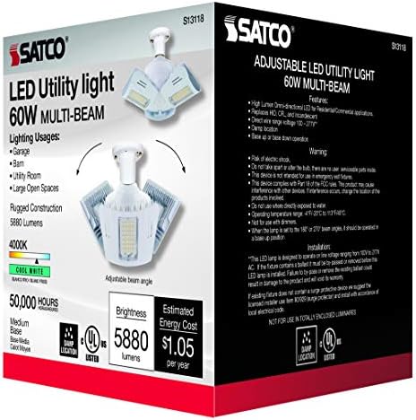 SATCO S13118 60W LED LED Ajustável Luz de utilidade múltipla, 4000K