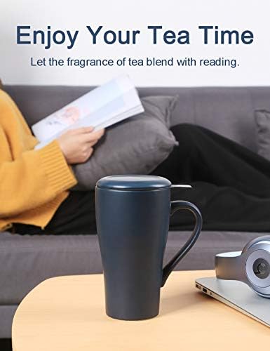 Xícara de chá Arraden com infuser e 2 tampas, caneca de 18 onças de infusor de chá, copo de chá