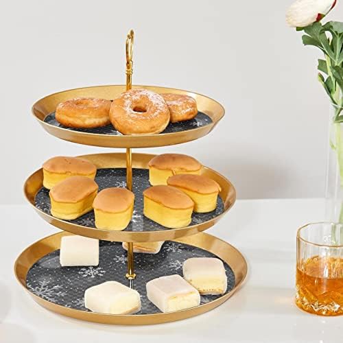 Exibir para pastelaria com 3 bandeja de porção redonda em camadas, cupcakes de neve cinza cupcake Tower Tree