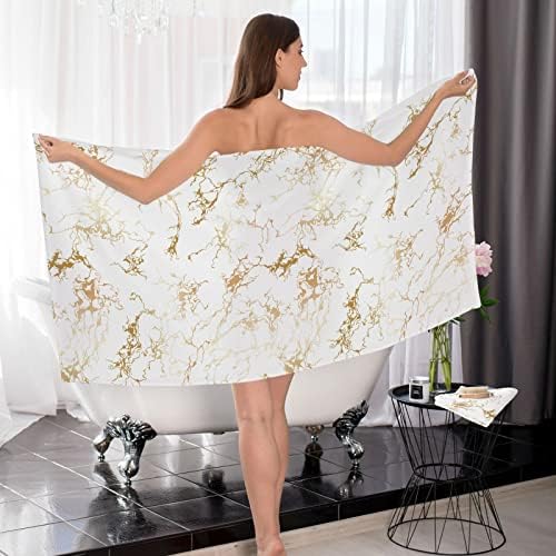 Toalha de algodão de mármore dourado Jiponi Conjunto de 2, 1 toalha de banho 1 toalhas macias e altamente absorventes