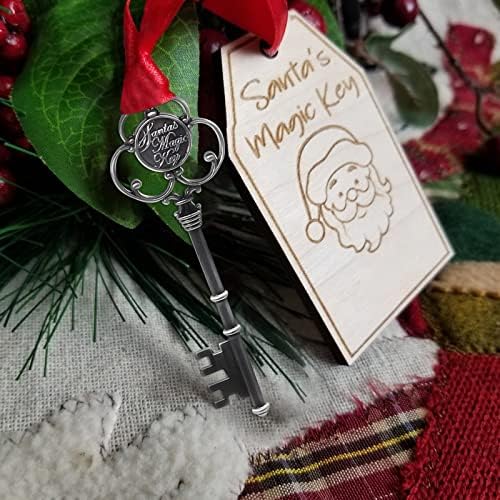 Chave do Papai Noel para casa sem chaminé Ornamento Papai Noel Key Santa Clause Decoração Santos Key Outdoor Hanging Crystals