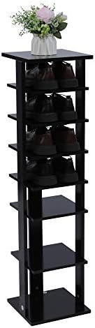 Rack de sapatos estreitos e torre de calçados, 7 níveis de entrada de calçados de madeira, suporte de armazenamento para economizar espaço, adequado para sala de estar, quarto, escritório e estudo