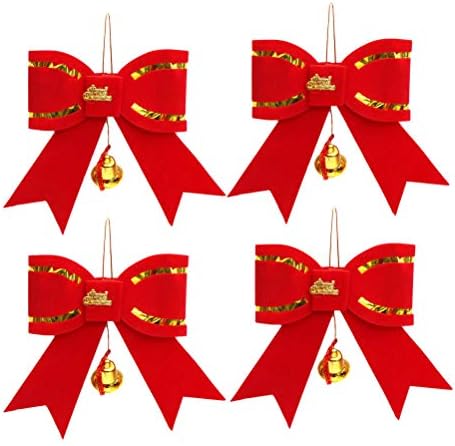 ABAODAM 4PCS Christmas Bowknot com Mini Bell Wreath Ornament Festival Supply usado para celebrar o Natal