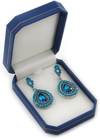 Avalaya grande broche de couro azul/pingente/brincos da caixa de jóias octogonais