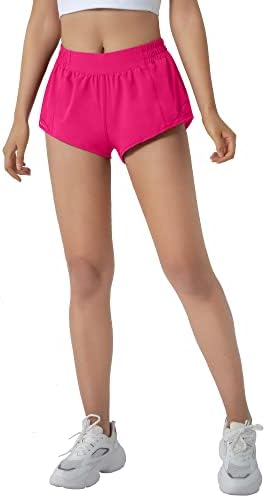 Aurefin Shorts de corrida para mulheres, shorts de ginástica de exercícios ativos leves e secos e secos com