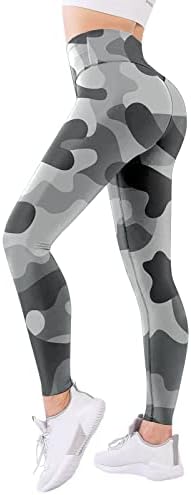 Calças de treino da cintura elástica de impressão feminina Treino de controle de barragem de controle de perneiras High Caists Athletic Yoga