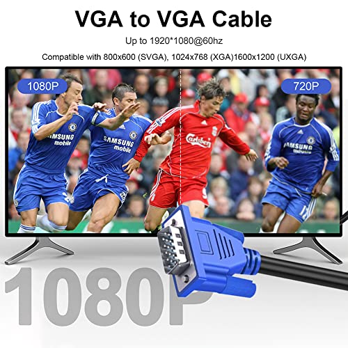 VGA Cable 20-Pack, 6 pés Monitor de computador Cabo de cabo masculino para masculino HD15 1080p Full HD Alta resolução para computador de TV Blue