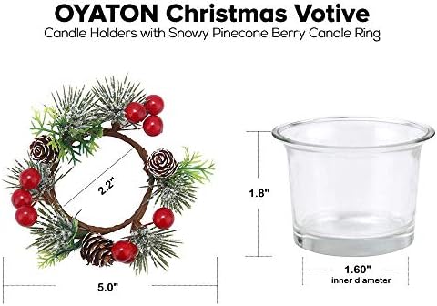 Oyaton Christmas Votivo Votas Votas com Wreath Ring 4 Pacotes e peça de decoração de decoração de vela para a decoração
