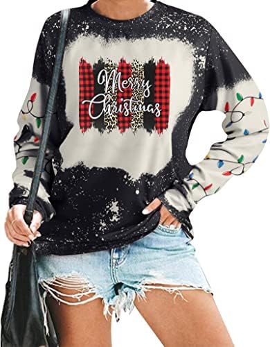 Sweothirshirs para mulheres Moltas alegres e brilhantes Camisola de Natal Funny Feia Top de Pullover