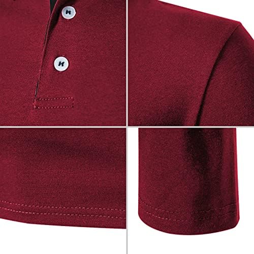 Camisas pólo de manga comprida de uma manga comprida de Waterwang, camisas de pólo de golfe de algodão de ajuste esbelto