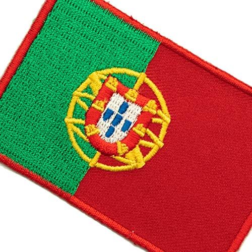 A-One 2 PCS Pack- Lisbon Belém Tower Ptach+Bordado de bandeira Portugal, Patch de marco de temas country, remendo de sew-on/ferro de ferro, emblema decorativa, conjunto de remendos, pacote de bordados No.349c