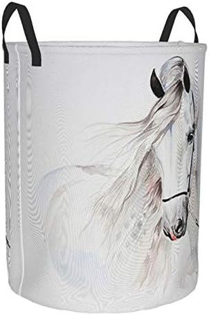 Kiuloam White Horse Horse Animal Cestos de Lavanderia, Quarto Testal Oxford Transmível Oxford