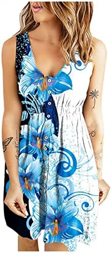 Mulheres boho vestidos florais cintura elástica slim fit sexy mangas tank mini vestido 2023 verão de praia