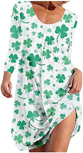 Vestidos de outono nokmopo para mulheres 2022 Moda feminina Casual redondo pescoço de St. Patrick Imprimir