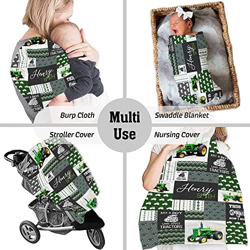 Cobertor de bebê personalizado de trator verde, cobertor de trator para meninos, cobertor de bebê,