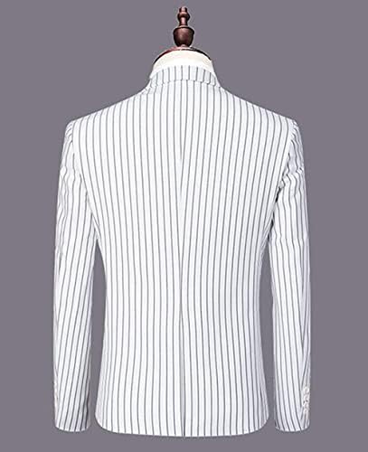 Zeattall de 3 peças masculinas traje formal de um botão Slim Fit Pinsstripe Blazer Groom Tuxedos