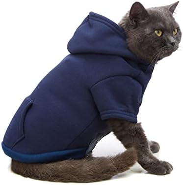 Roupas de gato jnancun para gatos apenas moletom de capuz de inverno com bolsos roupas quentes