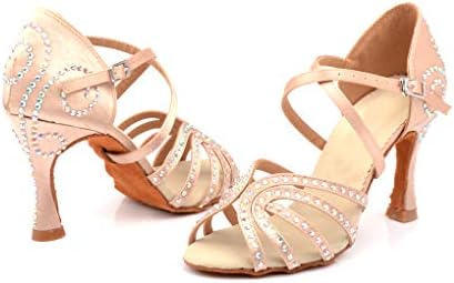 Pierides Women's Rhinestone Ballroom Sapatos de dança Latin Salsa Performance Wedding Dance Shoes para 1920s