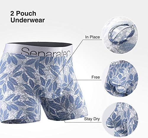 Separatec Men's Dual Bolsa Roupa Comfort Flex Fit Fit Premium Cotton Modal Blend Boxer Briefs 2 pacote