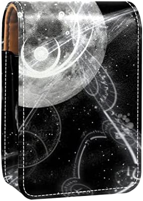 Bolsa de batom de batom de maquiagem de oryuekan com espelho portátil de armazenamento de armazenamento portátil de armazenamento de armazenamento labial de armazenamento, universo nebulosa planeta lua
