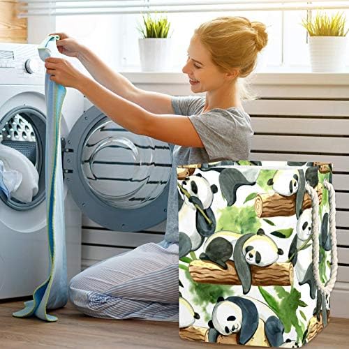 Deyya Panda Cenas de lavagem verde cestam o cesto de altura dobrável para crianças adultas meninos adolescentes meninas nos quartos Banheiro 19.3x11.8x15.9 em/49x30x40.5 cm