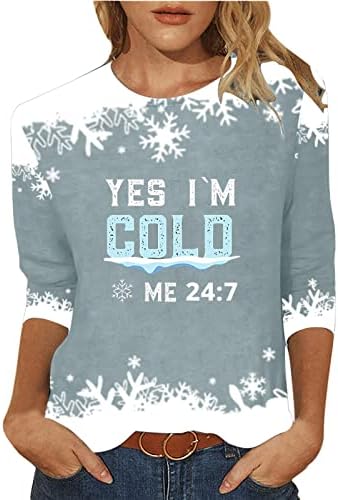 Moletom de Natal para mulheres Sim estou frio eu 24: 7 suéter de estampa de floco de neve