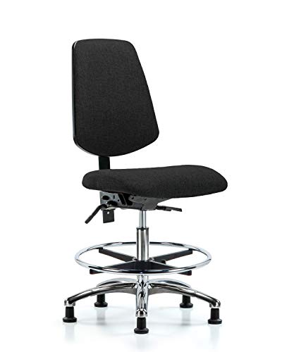 Labtech Seating LT42163 Cadeira de bancada média, tecido, anel de base/pé de cromo médio traseiro,