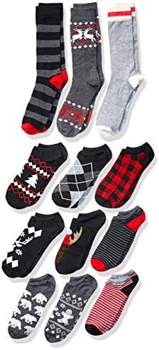 Jacques Moret Mens Men's Holiday Advent Box Socks, Black, 10 13 Us