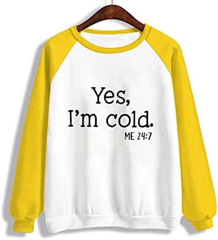 Sim, estou frio, eu 24: 7 moletons top mulheres camisas de manga comprida bloco colorido pullovers desleixado