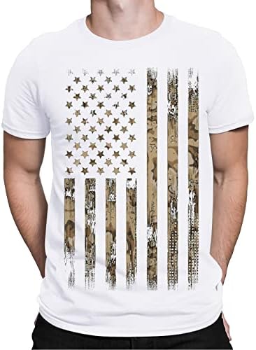 DGZTWLL 4 de julho T Camisetas para homens Casual de verão 1776 Camisas patrióticas estrelas e listras engraçadas