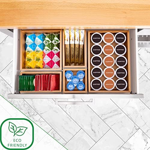 Sevilha Classics Bamboo Premium Organizer Bins para talheres de cozinha, despensa, armário, mesa