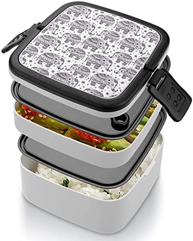 Caixa de elefante étnico Bento Box Double Camada All-In-One Compurador de Almoço Compra