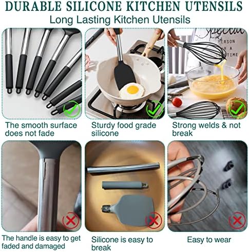 Conjunto de utensílios de cozinha de silicone, UMITE Chef 15pcs Silicone Cooking Kitchen Utensils, não -stic