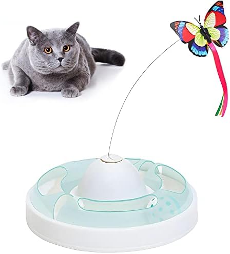 Lanrue Cat Toy, 360 graus Atualizado interativo para gatos internos ， 2 em 1 Toys de gato em movimento com borboleta,