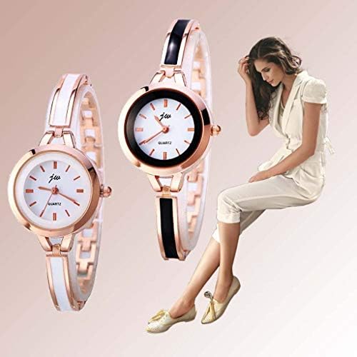 TOXZ Women's Lelloy Bracelet Watch Watch Watch, Jóias de moda Banda de fecho de fivela escondida, mostrador simples, branco, branco/preto/rosa, o melhor presente para amigos