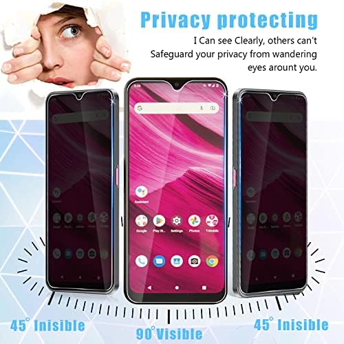 ANBZSIGN [2 pacote T-Mobile Revvl 6 Pro 5G Protetor de tela de privacidade, vidro temperado com dureza anti-spy 9H.