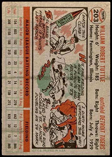 1956 Topps 203 Bill Tuttle Detroit Tigers Ex Tigers